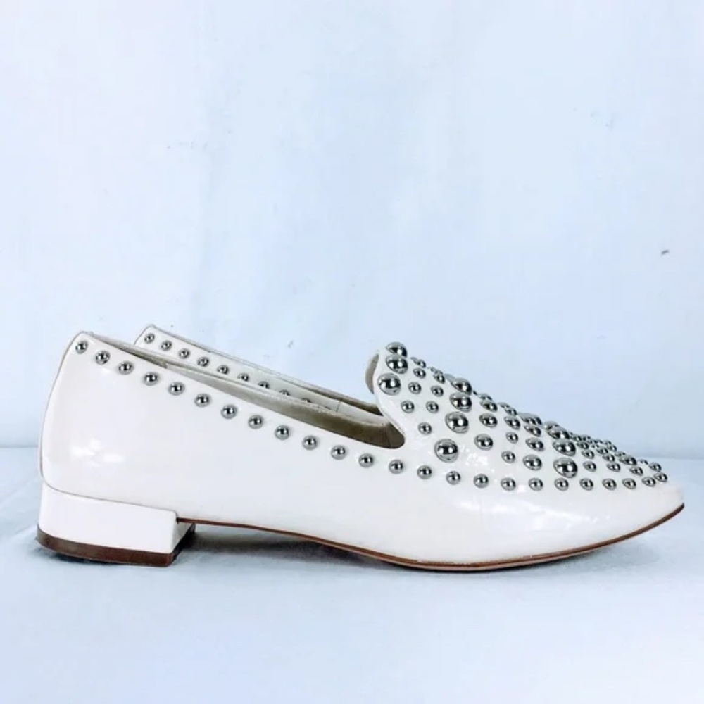 Halogen Nordstrom Womens Loafer Kaylee White Patent Leather Studded Size 7
